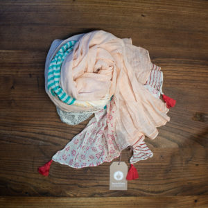 Schal Baumwolle Farbe Türkis und rosé, Mustermix