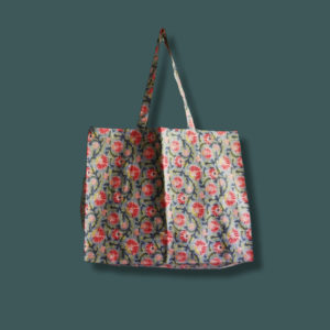 Leichte Tasche Biobaumwolle Blumenmuster Rosé