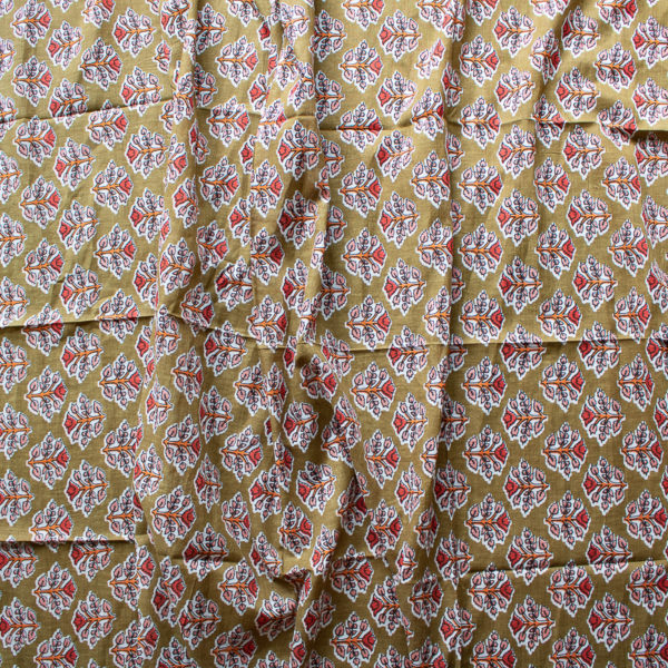 Schal Baumwolle Grüngelb mit Streublumendruck