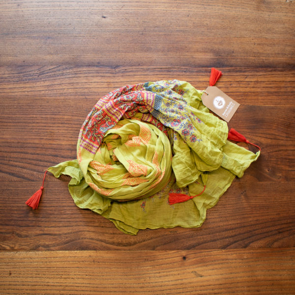 Schal Baumwolle Muster quer mit Streumuster Rosa | Grün | Blau Sarah und Sally
