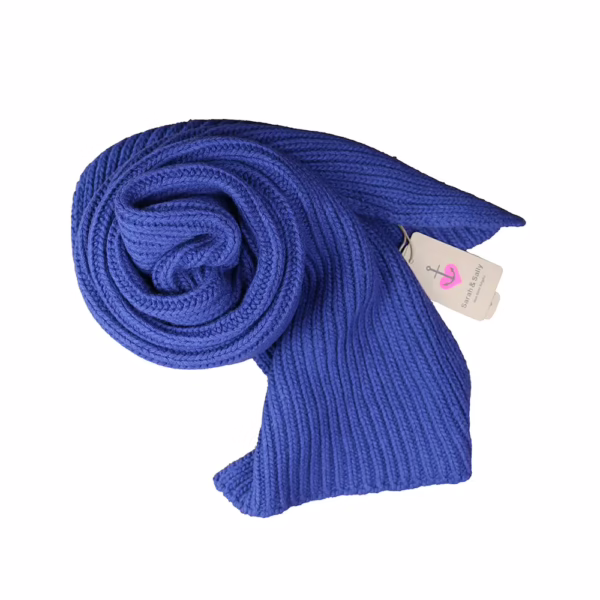 Wolle, Mix, Strickschal gerippt, Royalblau, Sarah und Sally.