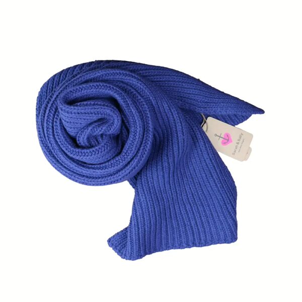 Wolle, Mix, Strickschal gerippt, Royalblau, Sarah und Sally.