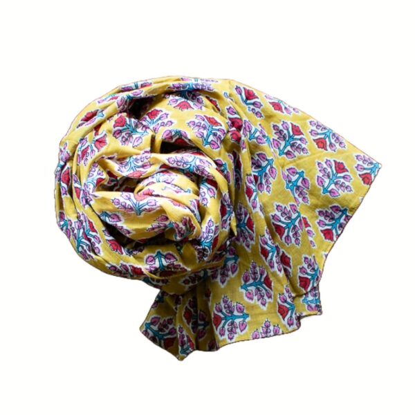 Schal Baumwolle Gelb mit Streublumendruck