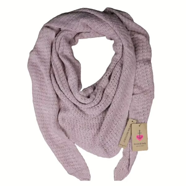 Sarah und Sally | Dreiecksschal Wollmix Filetstrick, Rosa