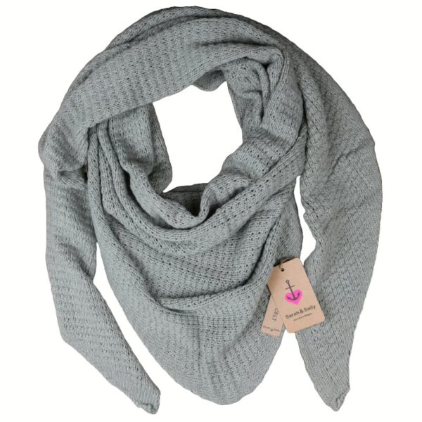 Sarah und Sally | Dreiecksschal Wollmix Filetstrick, Salvia