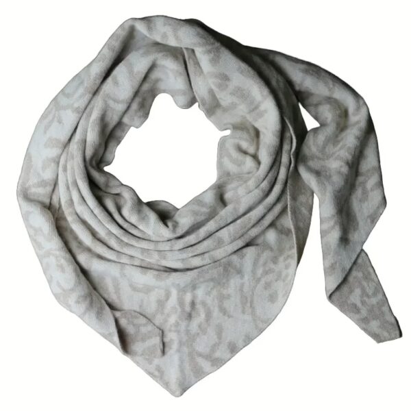 Sarah und Sally | Dreiecksschal Wolle mit Beimischung Jacquard, Beige - Taupe