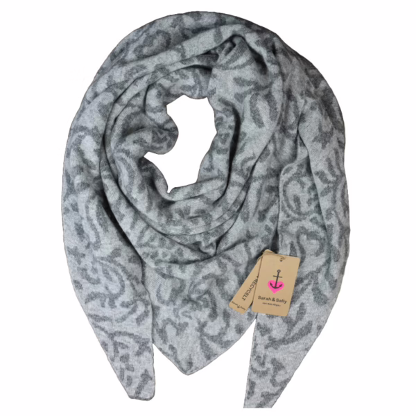 Dreiecksschal Wolle mit Beimischung Jacquard, Hellgrau - Grau | Sarah und Sally