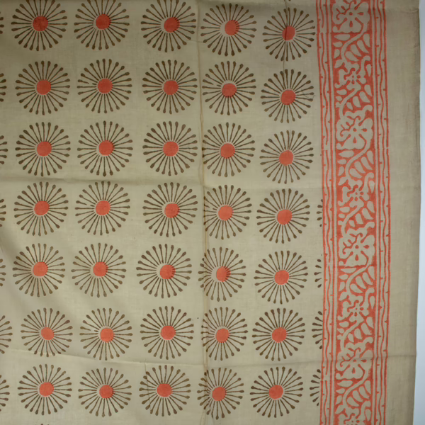 Schal 100 % Baumwolle - Beige, Orange mit Curry | Sarah und Sally