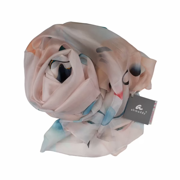 Schal von Ahmaddy 1005 Seide Rose mit floralem Muster.