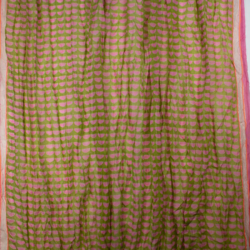 Schal 100 % Baumwolle - Kleine Muster Violet, Rosa und Grün | Sarah und Sally