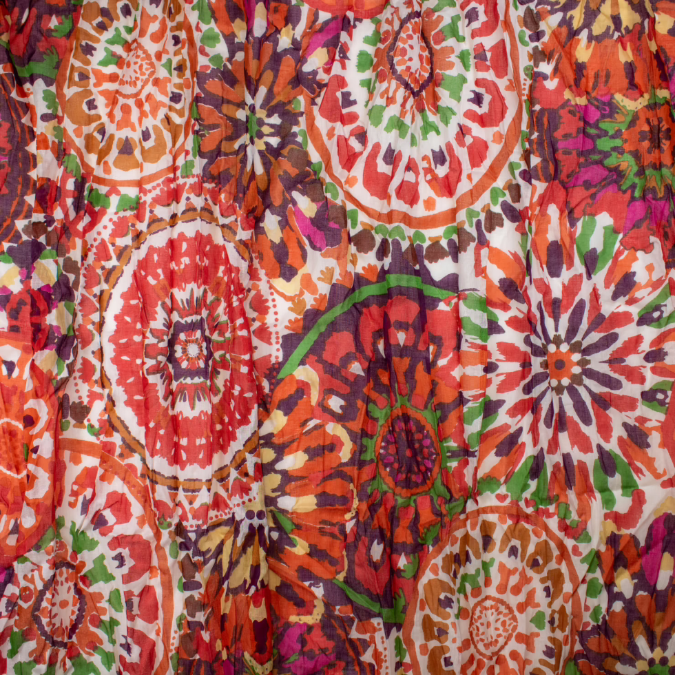 Schal 100 % Baumwolle - große Mandala-Blumen bunt | Sarah und Sally