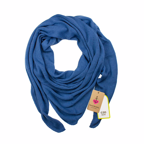 Dreiecksschal 100 % Bio-Baumwolle Strick - Blau | Sarah und Sally