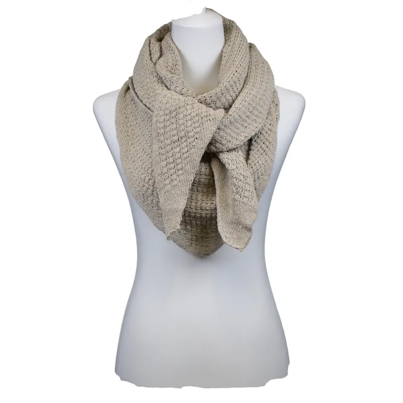 Sarah und Sally | Dreieckstuch Recyceltes Baumwoll Denim Filetstrick Beige meliert