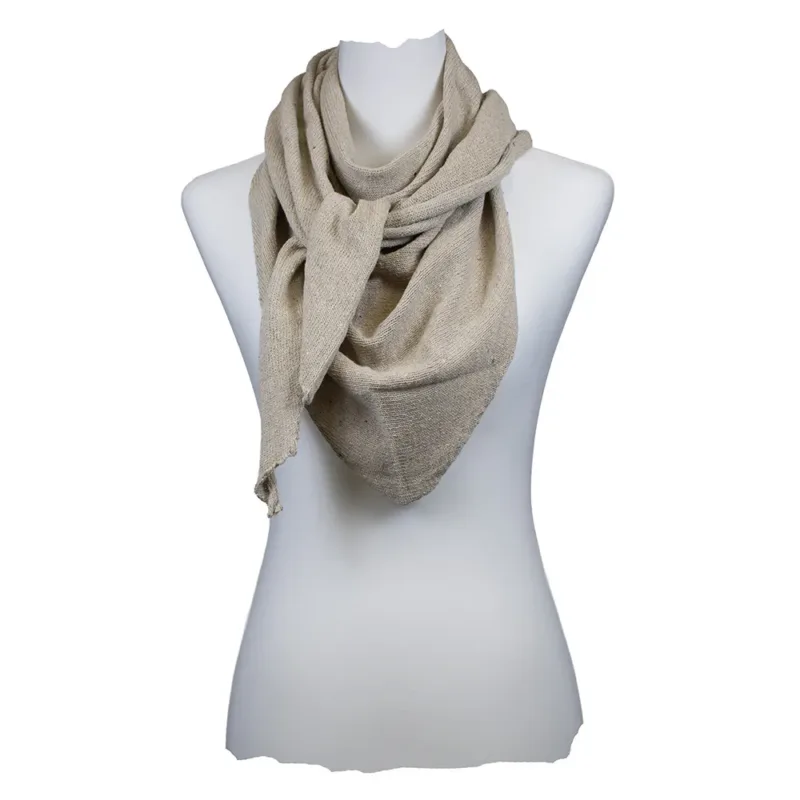 Sarah und Sally | Dreieckstuch Recyceltes Baumwoll Denim glatt gestrickt Beige meliert