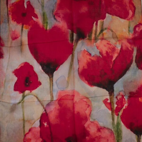 Schal 100 % Seide Mohnblumen Rot | Salto