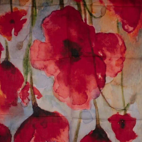 Schal 100 % Seide Mohnblumen Rot | Salto