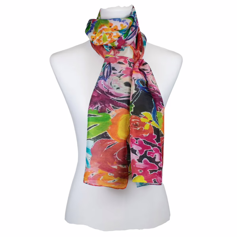 Schal 100 % Seide Fantasiemuster bunt | Salto