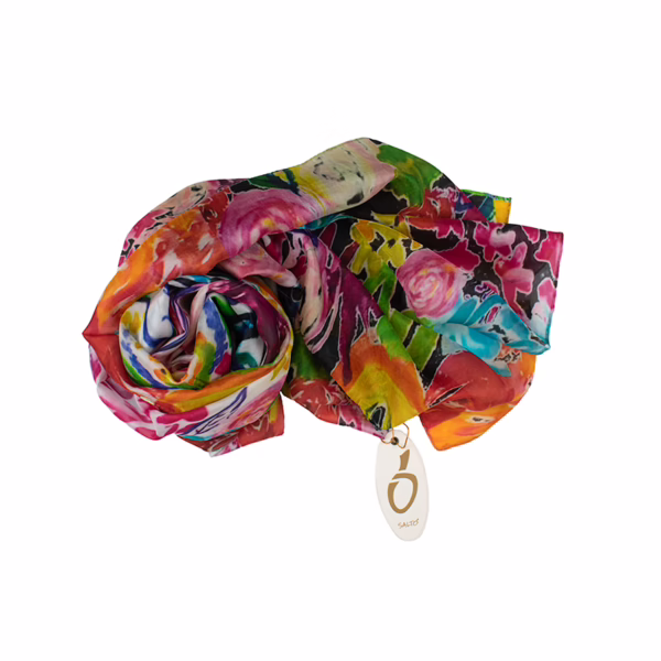 Schal 100 % Seide Fantasiemuster bunt | Salto