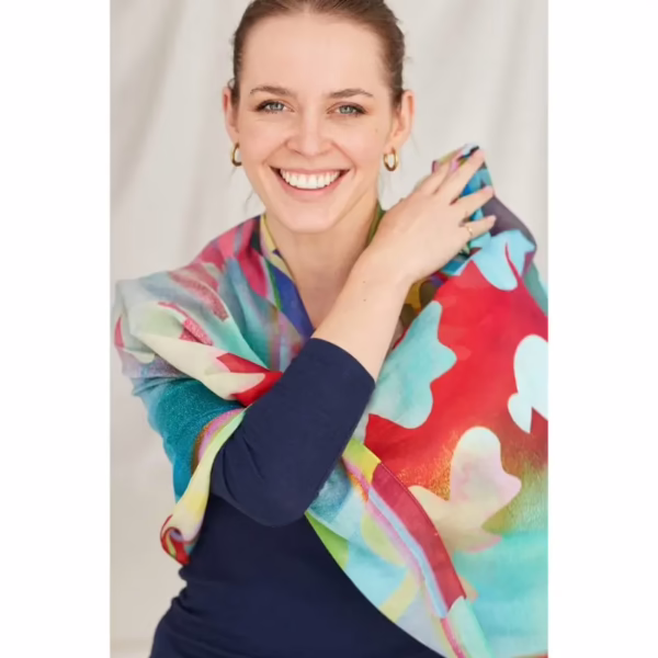 Schal Baumwolle mit Seide - Fantasiemuster - Buntviolett | Salto