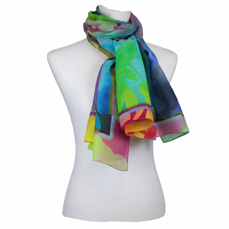 Schal Baumwolle mit Seide - Fantasiemuster - Buntviolett | Salto