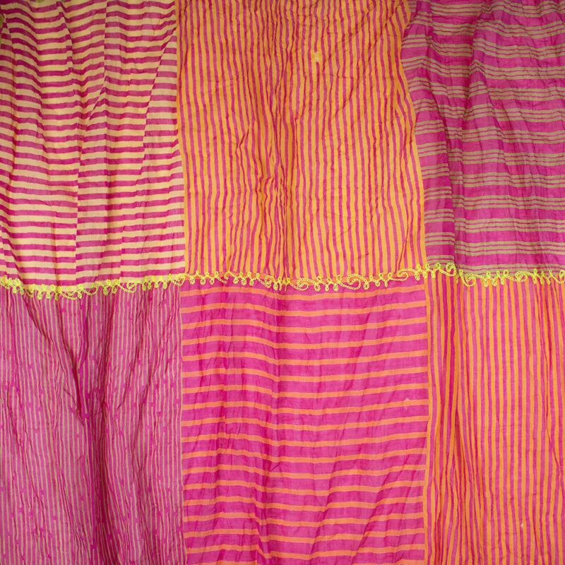 Sarah und Sally | Schal 100 % Baumwolle - Mustermix Fuchsia, Orange, Gelb – Bild 4