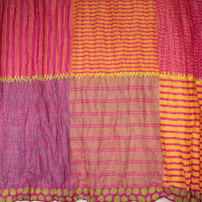 Sarah und Sally | Schal 100 % Baumwolle - Mustermix Fuchsia, Orange, Gelb – Bild 2
