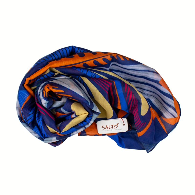 Schal Baumwolle mit Seide - Blaue Blume | Salto