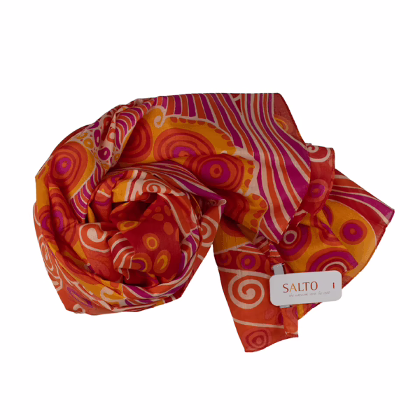 Schal 100 % Bio-Baumwolle - Fantasiemuster Orange | Salto
