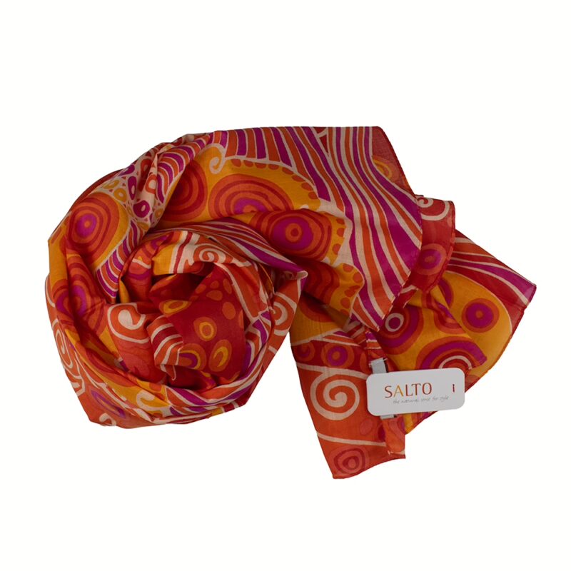 Schal 100 % Bio-Baumwolle - Fantasiemuster Orange | Salto