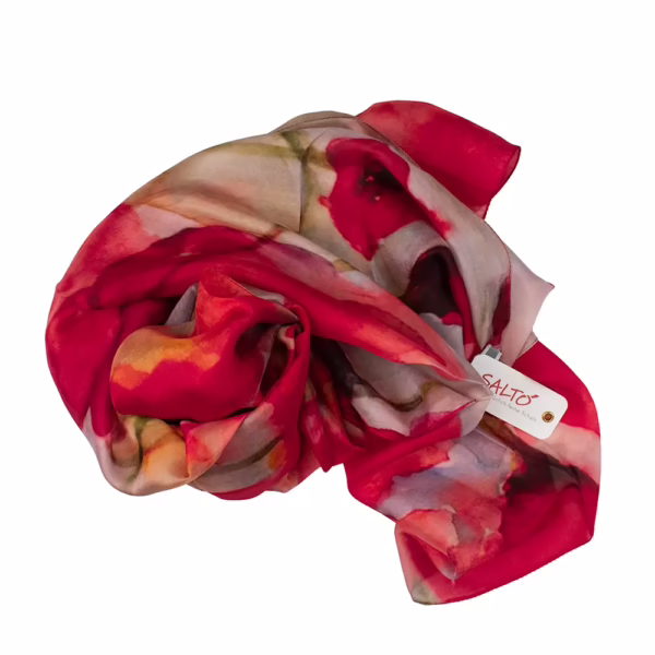 Schal 100 % Seide Mohnblumen Rot | Salto