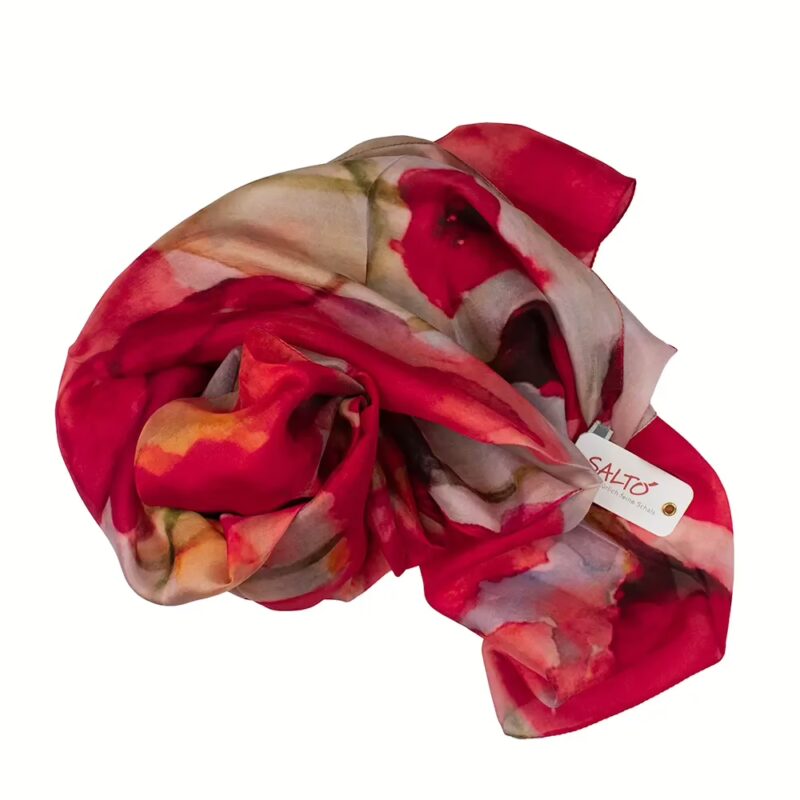 Schal 100 % Seide Mohnblumen Rot | Salto