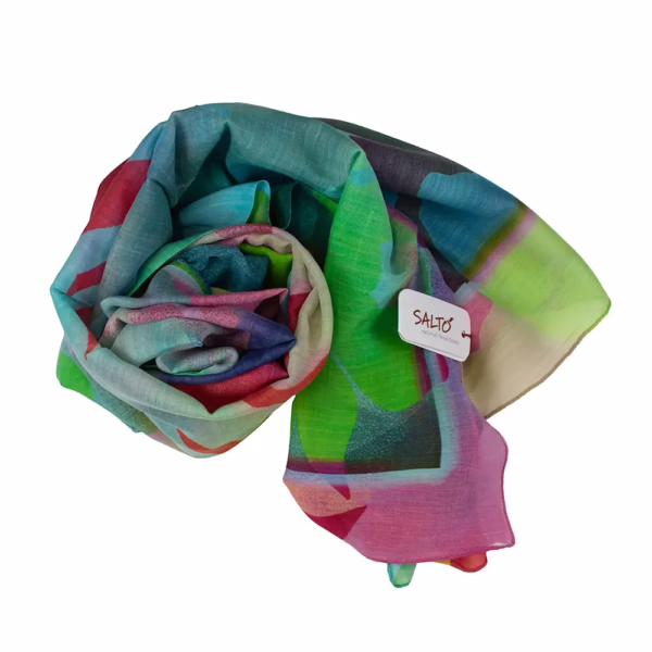 Schal Baumwolle mit Seide - Fantasiemuster - Buntviolett | Salto