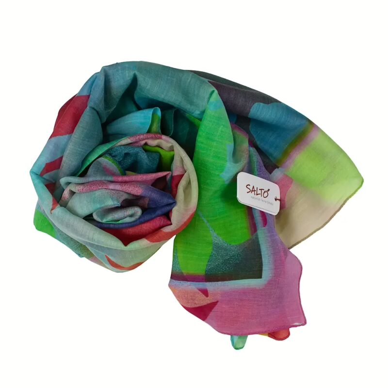 Schal Baumwolle mit Seide - Fantasiemuster - Buntviolett | Salto
