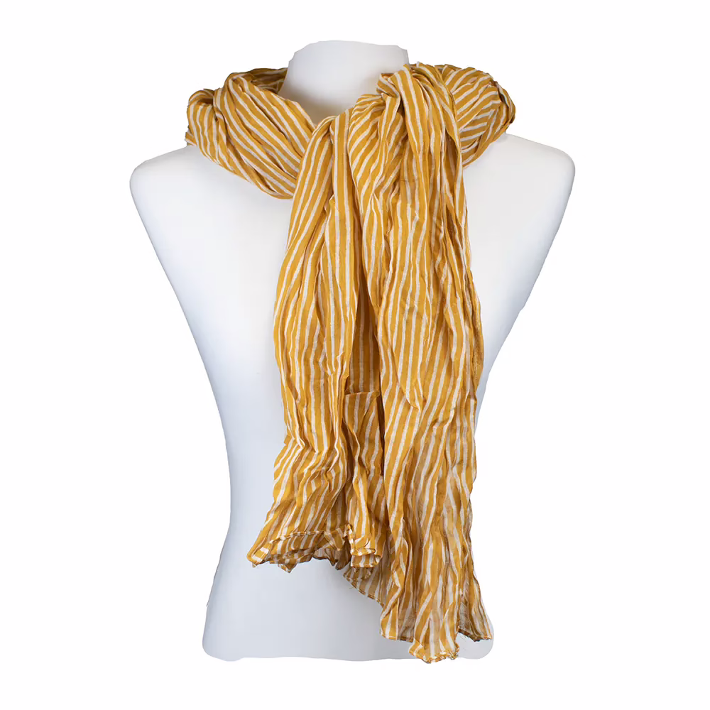 Sarah und Sally | Schal 100 % Baumwolle - gelb gestreift