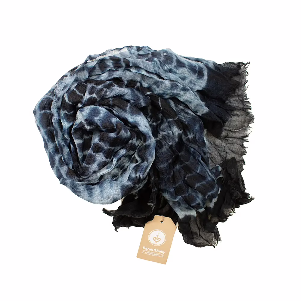 Schal 100% Wolle Batik Schwarz