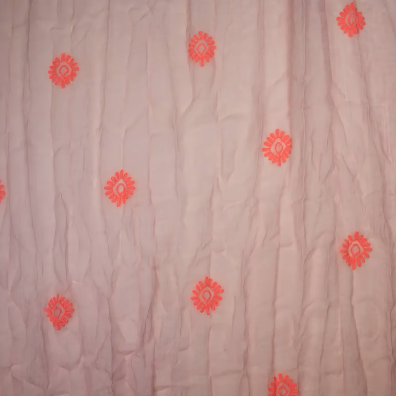 Sarah und Sally | Wollschal Rosa mit Stickerei und Quasten
