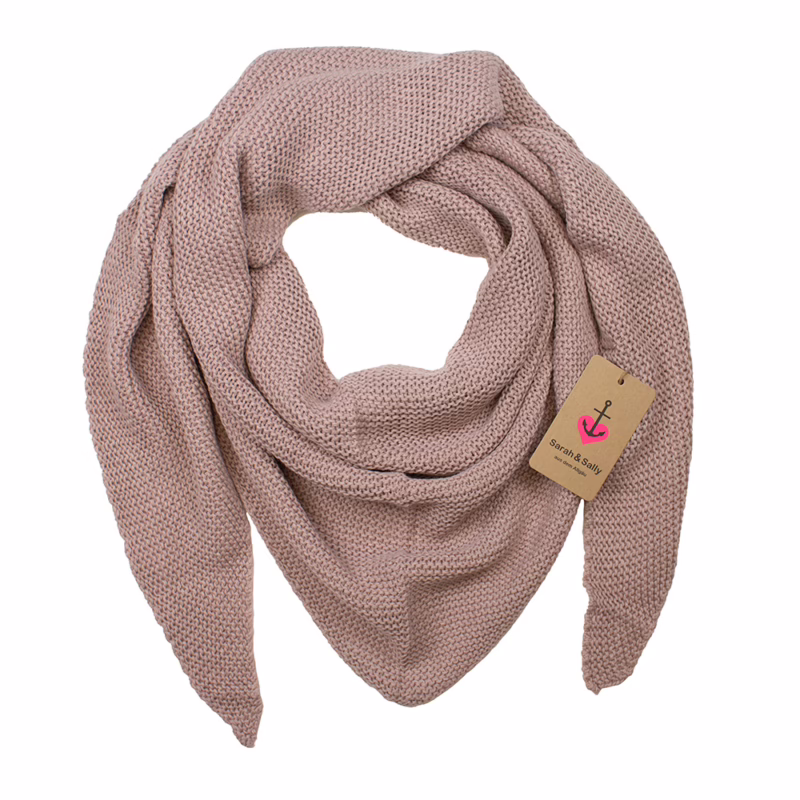 Dreiecksschal in Rosa, kraus gestrickt, von Sarah und Sally.