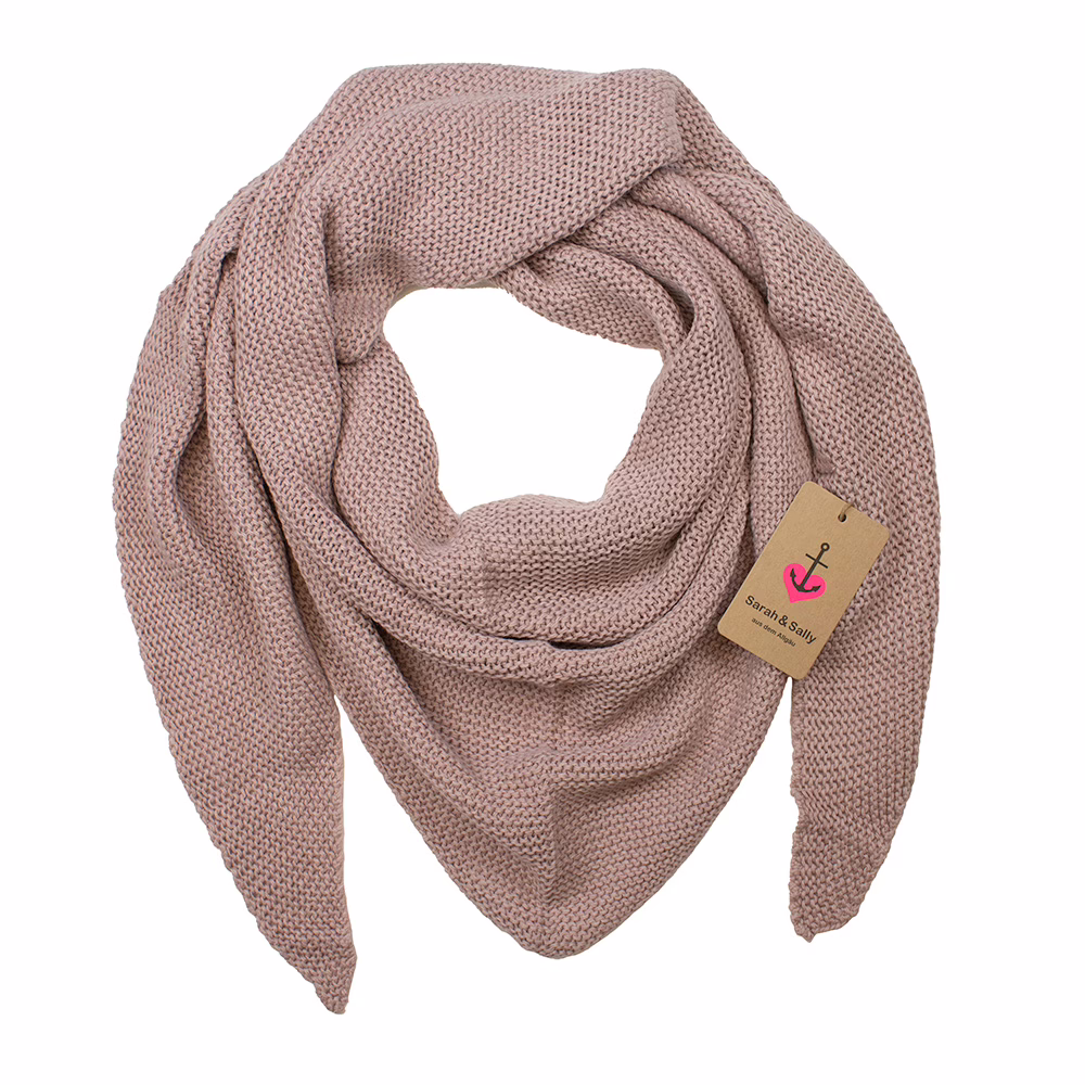 Dreiecksschal in Rosa, kraus gestrickt, von Sarah und Sally.