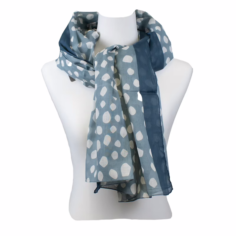 The Moshi | Schal 100 % Baumwolle Karin in Blau mit grafischem Allover-Muster