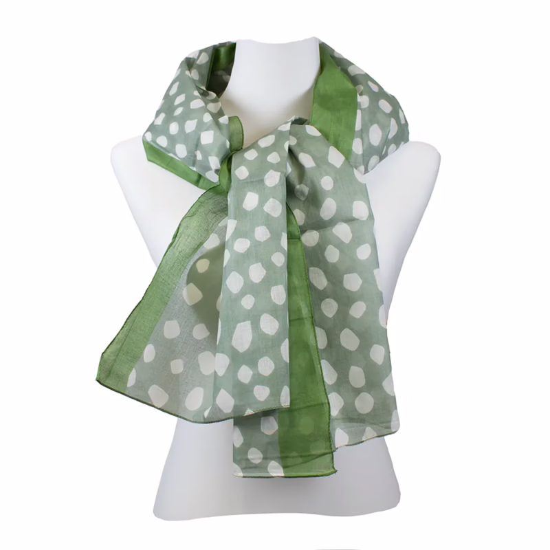 The Moshi | Schal 100 % Baumwolle Karin in Grün mit grafischem Allover-Muster