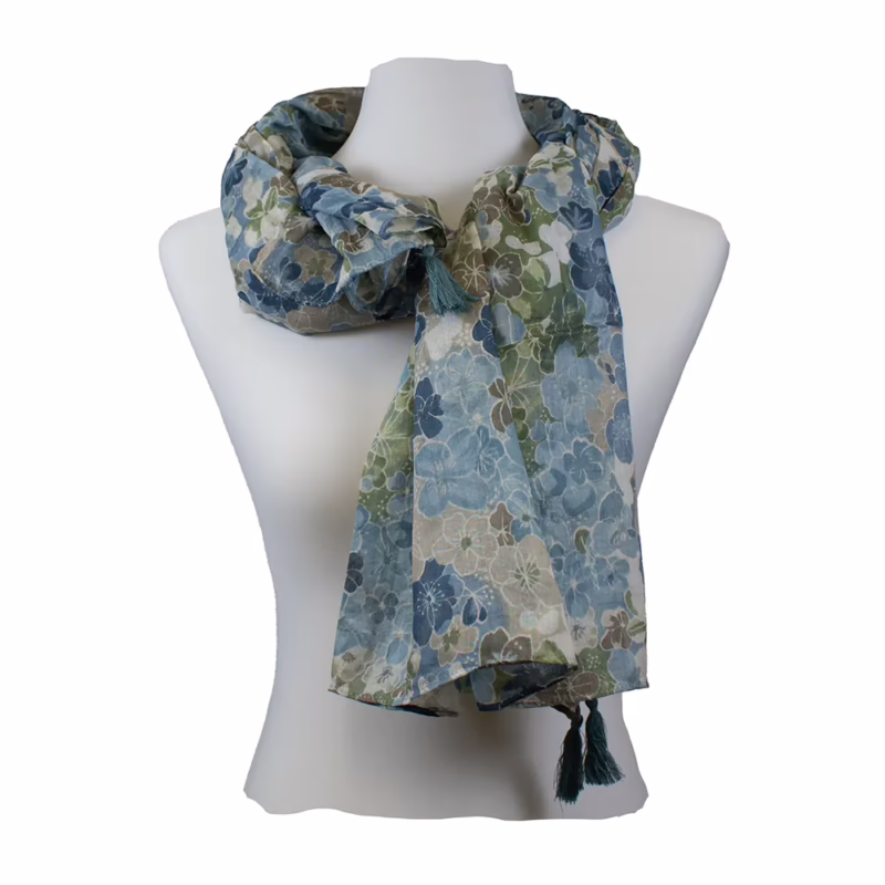 The Moshi | Schal 100 % Baumwolle Matilda mit blauem Streublumenmuster