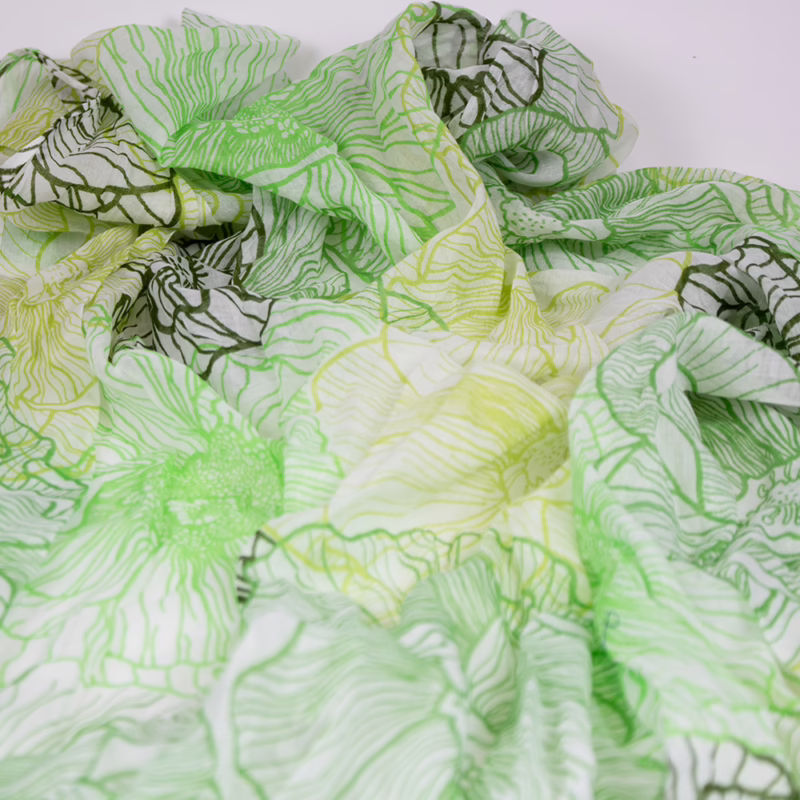 Detailaufnahme des Musters – Sarah & Sally Baumwollschal Grün