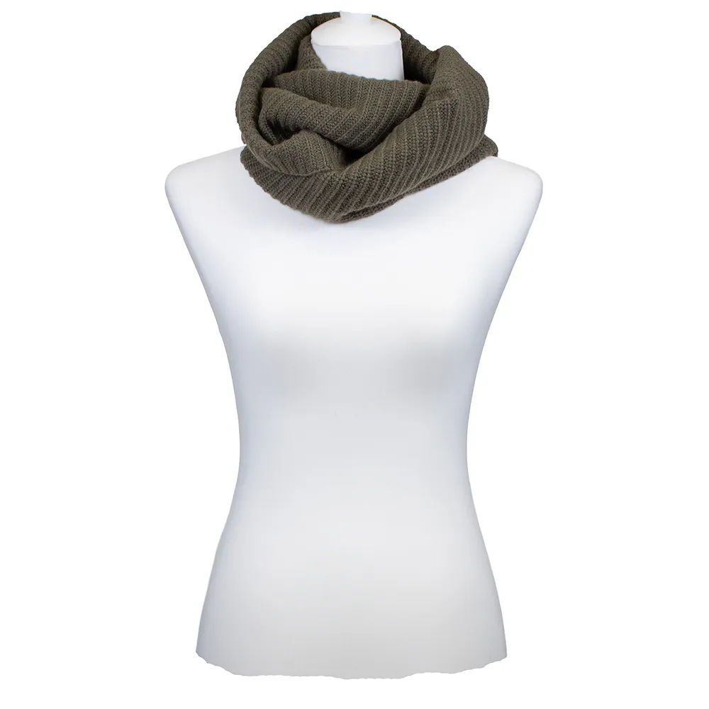 Sarah und Sally | Loop mit Merinowolle & Kaschmir, in Rippstrick, Olive
