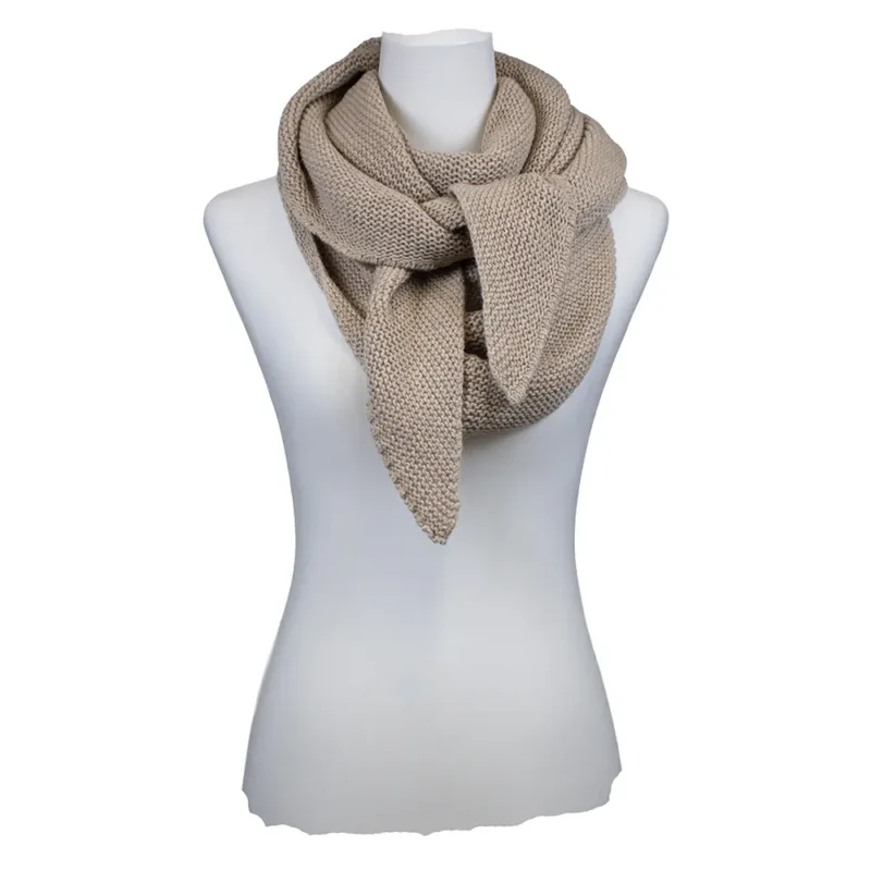 Sarah und Sally | Dreiecksschal mit Merinowolle & Kaschmir, Beige kraus gestrickt