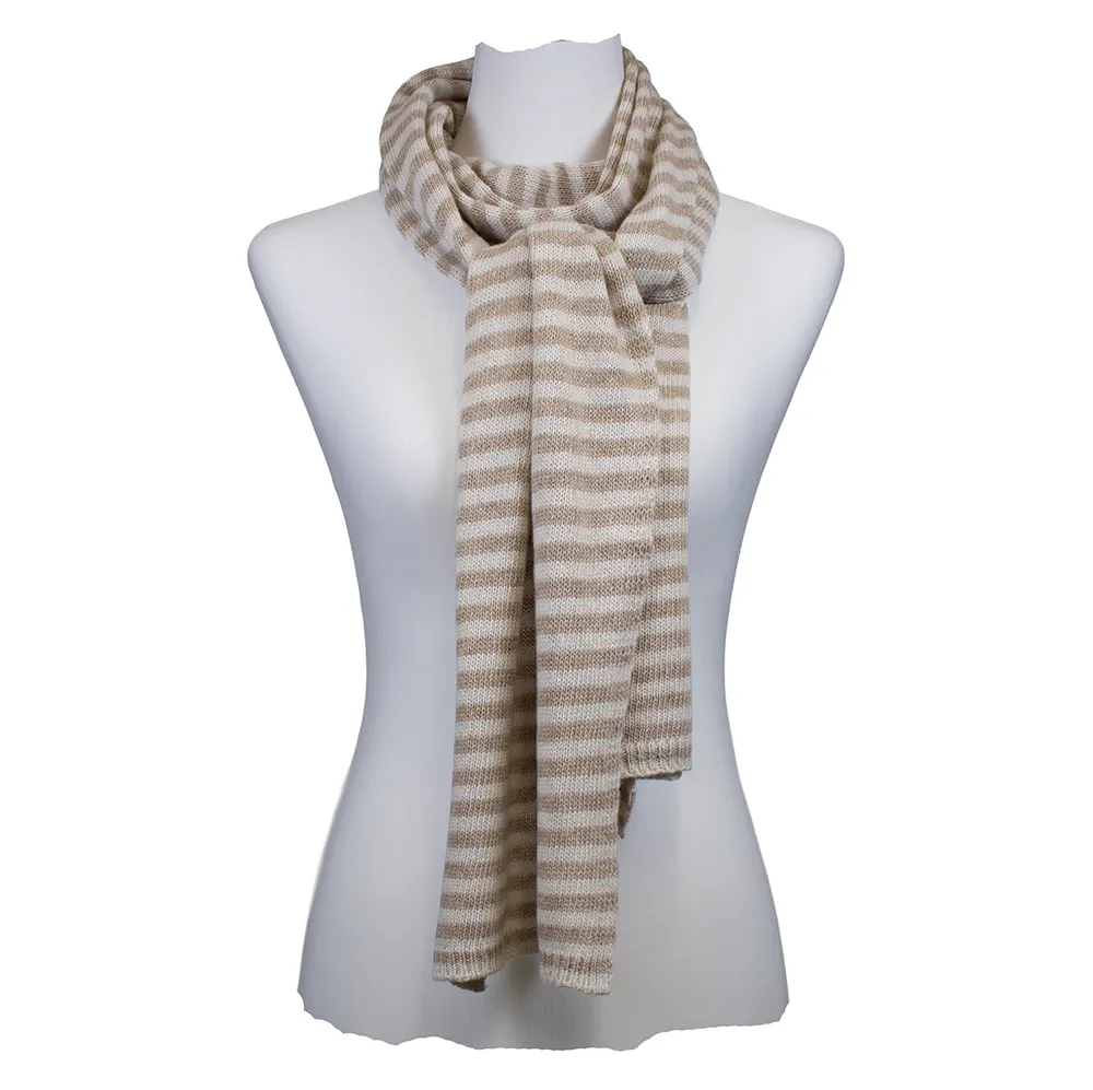 Sarah und Sally | Langer Schal mit Merinowolle & Kaschmir, mit Streifen, Braun - Beige