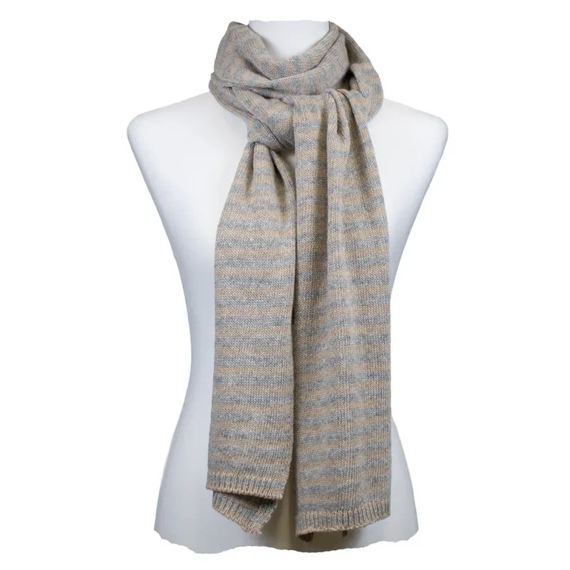 Sarah und Sally | Langer Schal mit Streifen, Grau - Beige