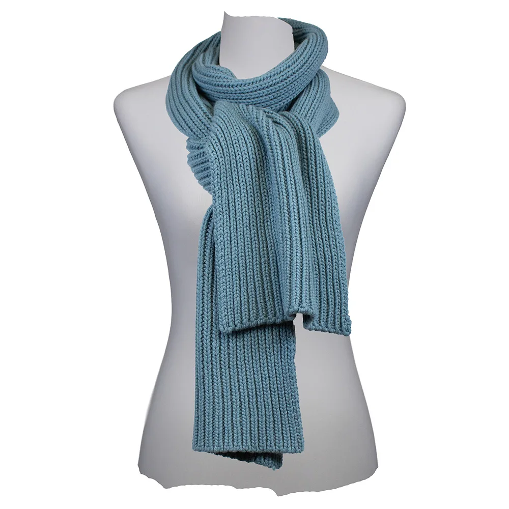 Wolle, Mix, Strickschal gerippt, hell Blau, Sarah und Sally.