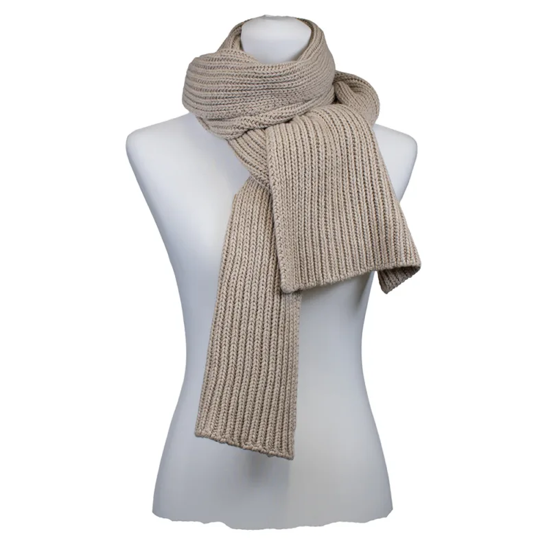Wolle, Mix, Strickschal gerippt, Beige, Sarah und Sally.