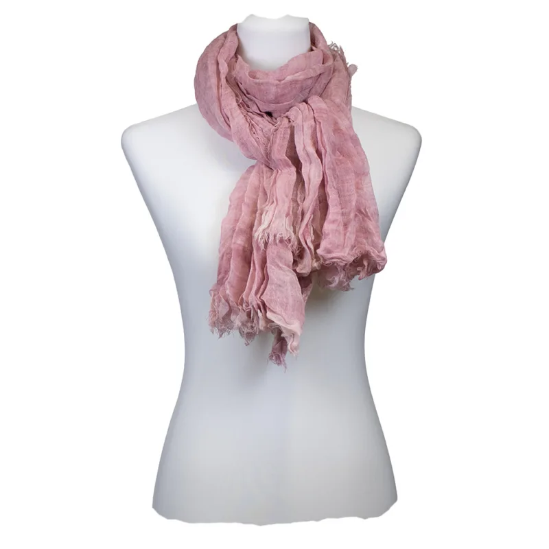 Wollschal in Rosa aus 100% Wolle im Crinkle-Look